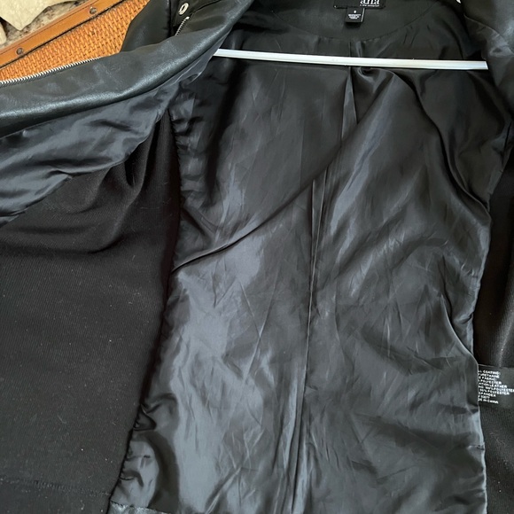 Ana New Approach Black Pleather Fitted Biker Jacket, size Small - Picture 6 of 8